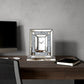 16" Silver And White Faux Crystal And Mirrored Glass Table Clock
