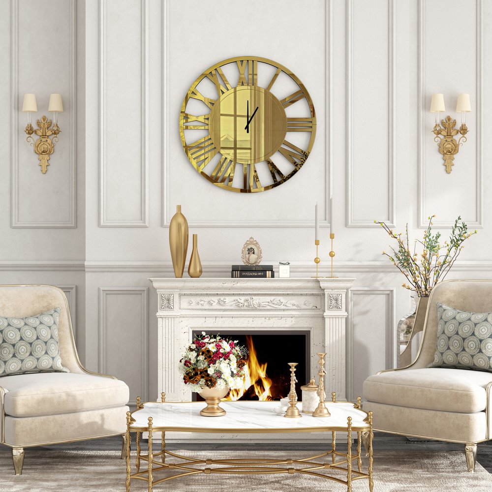 43" Gold Mirrored Acrylic Silent Analog Circle Wall Clock
