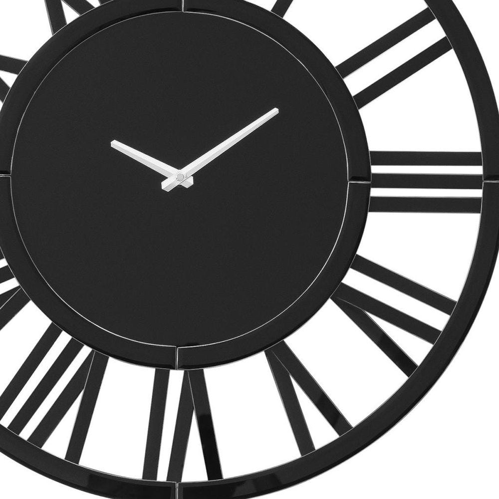 43" Black Mirrored Acrylic Silent Analog Circle Wall Clock