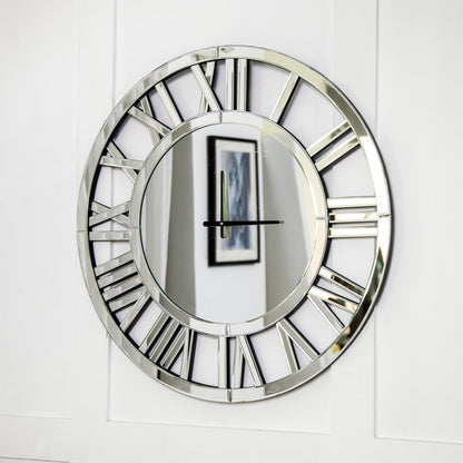 37" Silver Acrylic Silent Analog Round Wall Clock