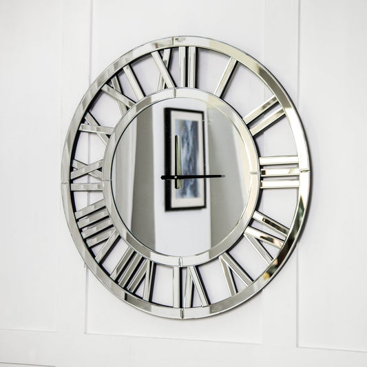 37" Silver Acrylic Silent Analog Round Wall Clock