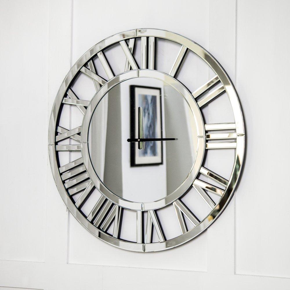 37" Silver Acrylic Silent Analog Round Wall Clock
