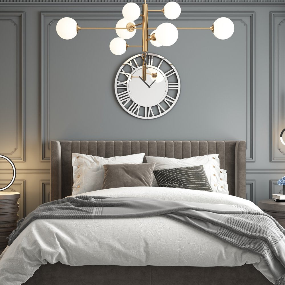 37" Silver Acrylic Silent Analog Round Wall Clock