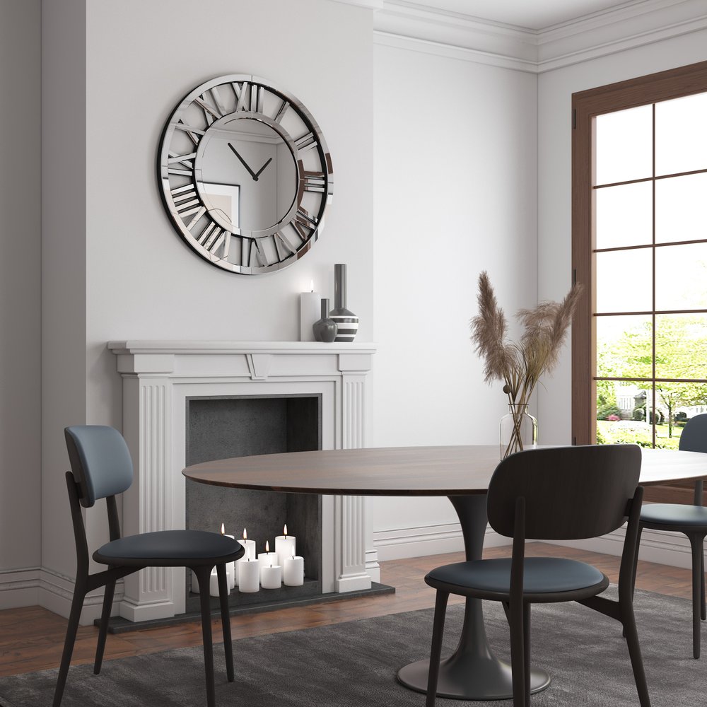 37" Silver Acrylic Silent Analog Round Wall Clock