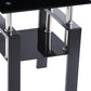 Set of Two Black Glass and Metal Square End Tables With Shelf