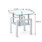 20" Clear and White Glass and Metal Square End Table With Shelf
