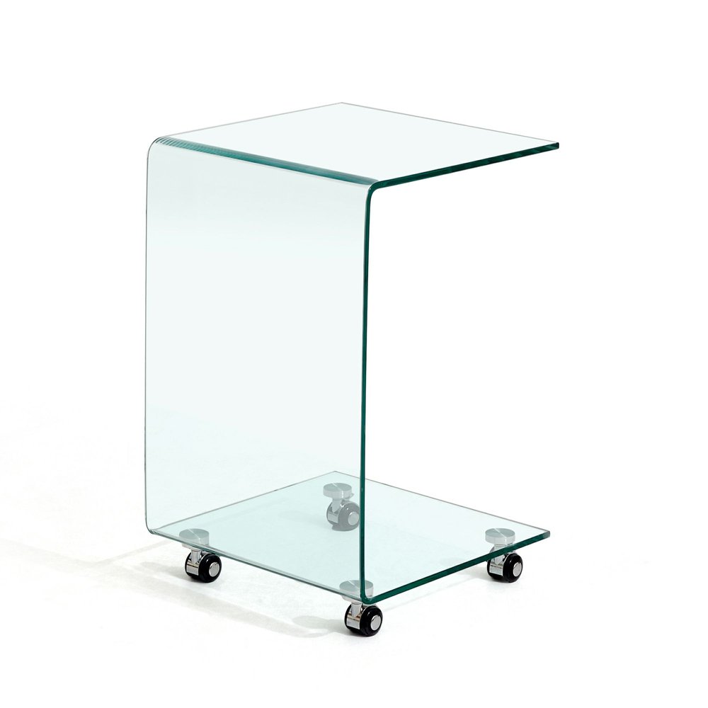24" Clear Glass Square End Table With Shelf