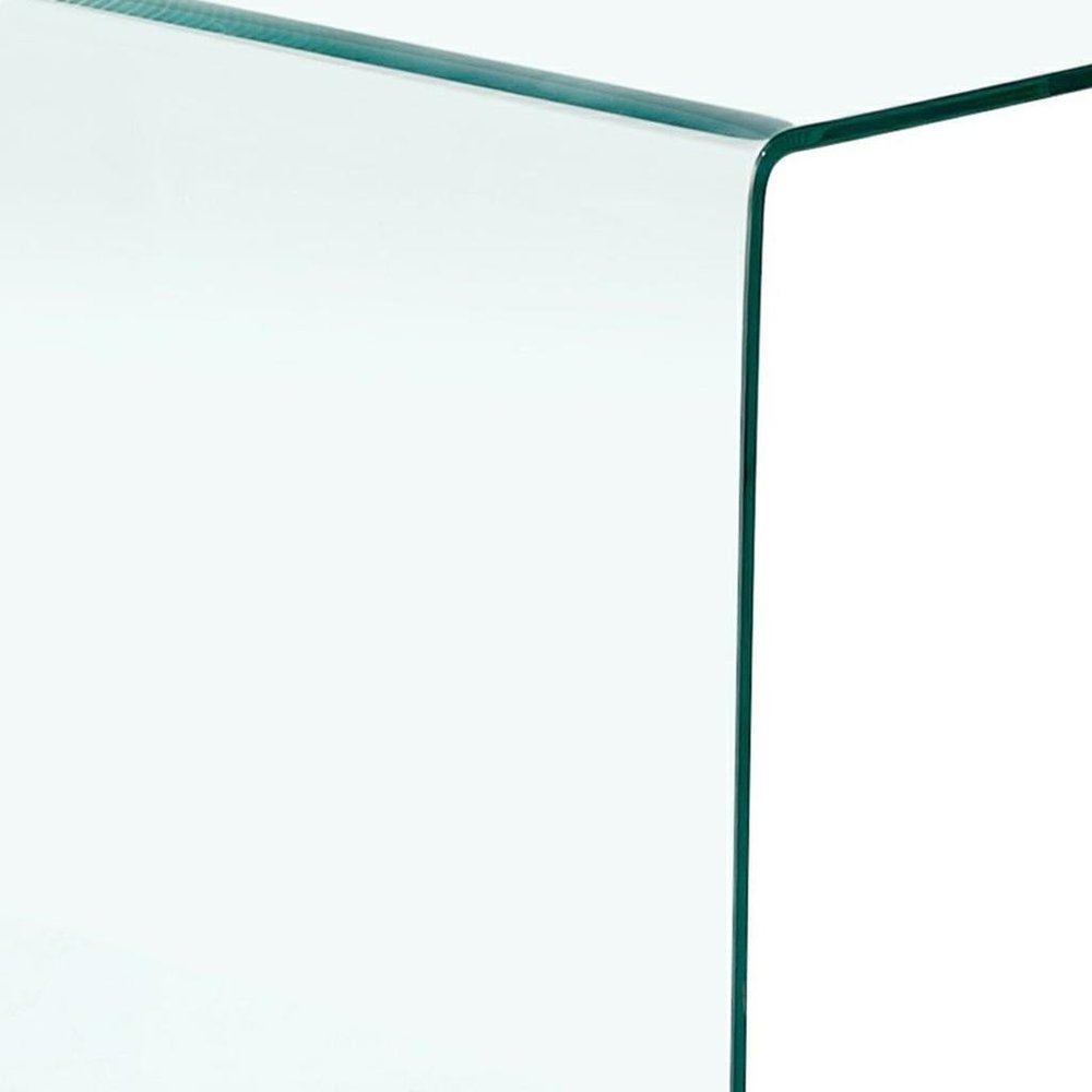 24" Clear Glass Square End Table With Shelf