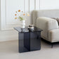 16" Smoky Black Glass Square Cross Legs End Table