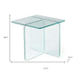 16" Clear Glass Square Cross Legs End Table