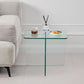 16" Clear Glass Square Cross Legs End Table