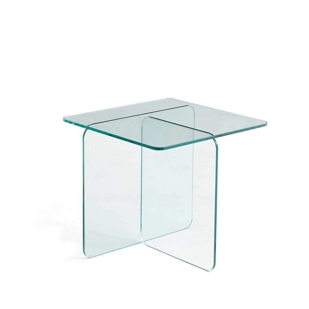 16" Clear Glass Square Cross Legs End Table