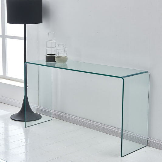43" Clear Glass Solid Console Table