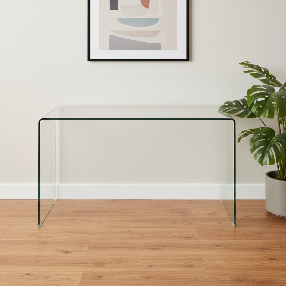 43" Clear Glass Solid Console Table
