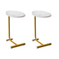 Set of Two White and Gold Faux Marble and Metal Oval End Tables