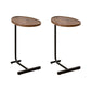 Set of Two Brown and Black Wood and Metal Oval End Tables
