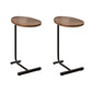 Set of Two Brown and Black Wood and Metal Oval End Tables