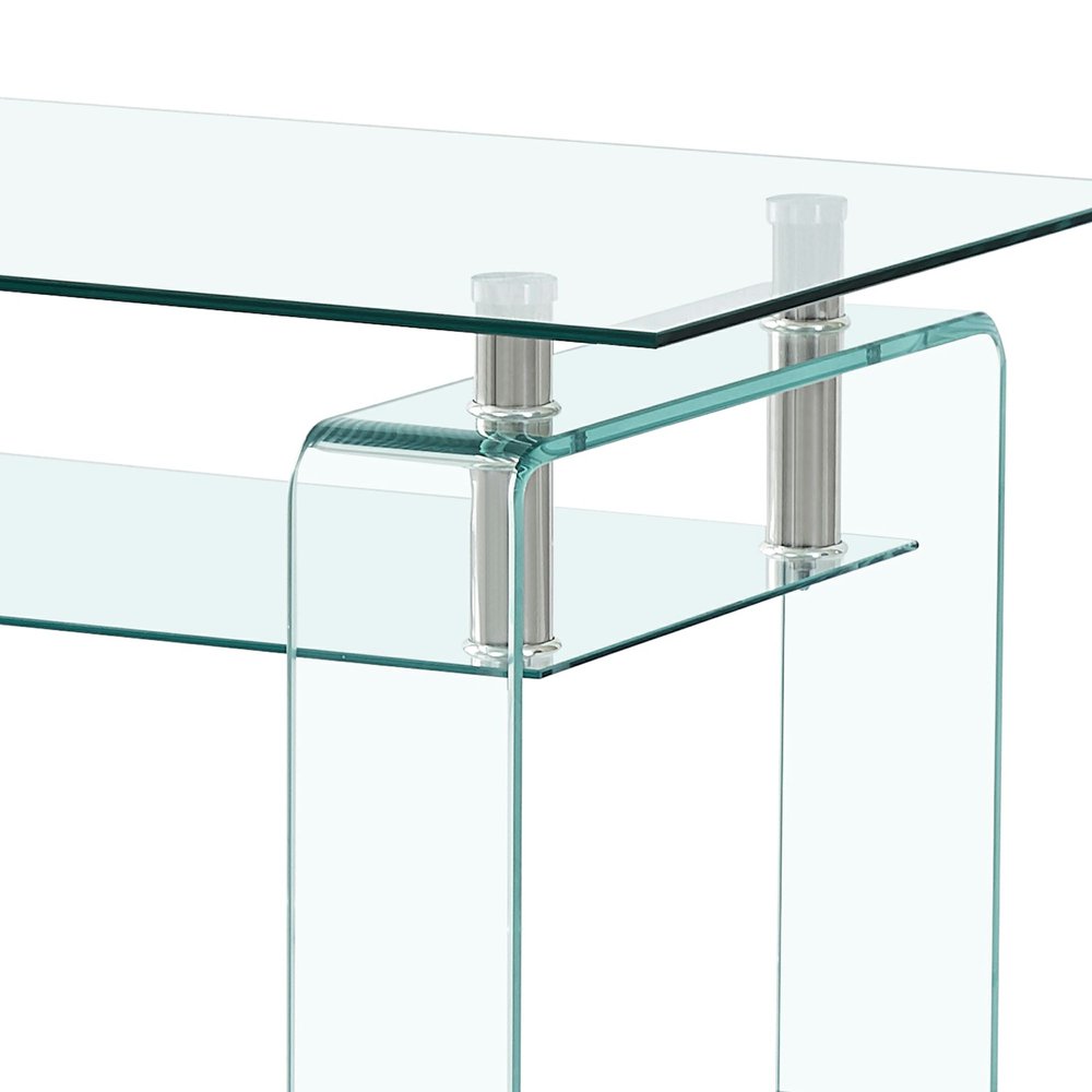 39" Clear Glass Coffee Table With Shelf