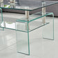 39" Clear Glass Coffee Table With Shelf