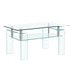 39" Clear Glass Coffee Table With Shelf