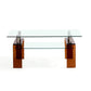 39" Clear and Brown Glass Coffee Table With Shelf