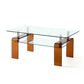 39" Clear and Brown Glass Coffee Table With Shelf