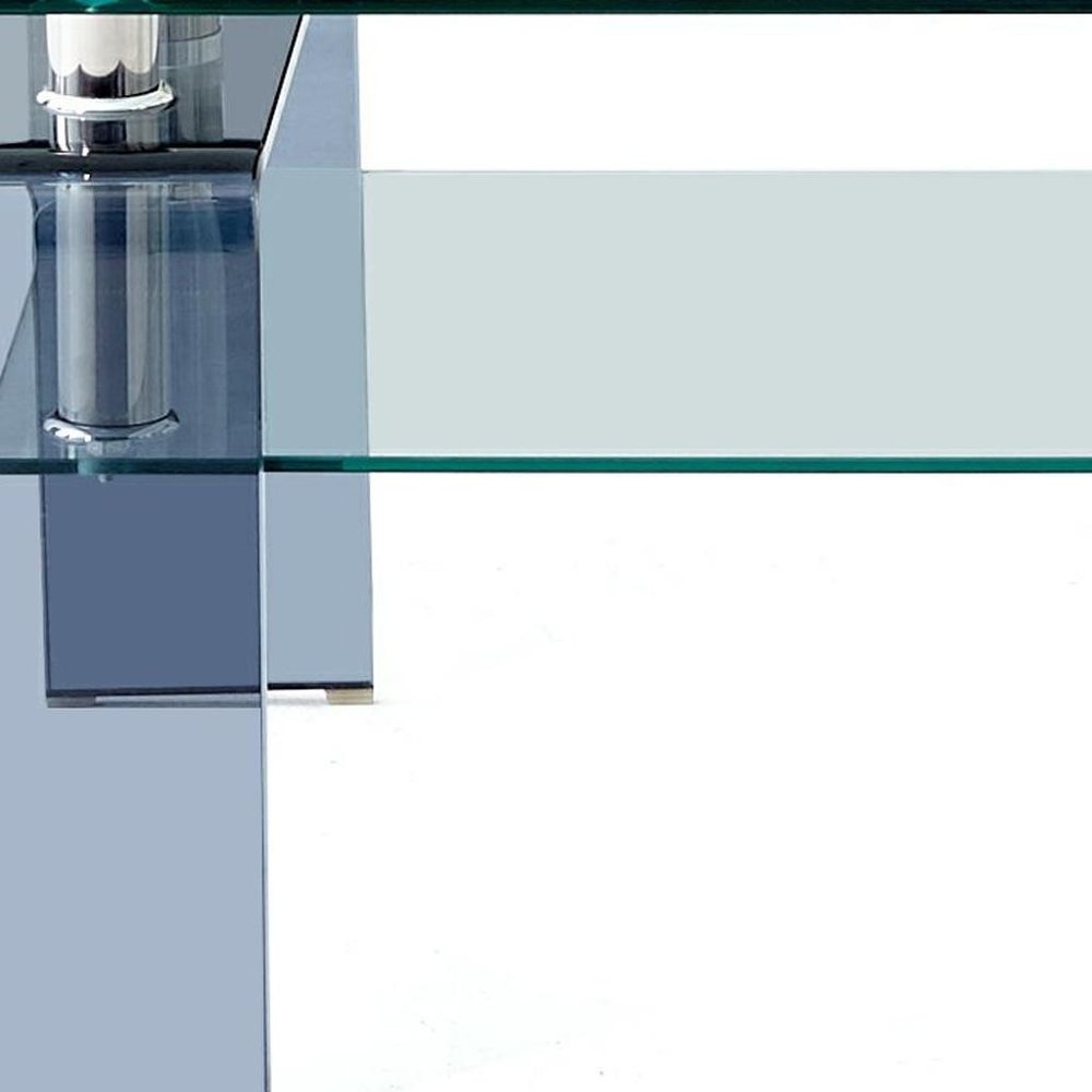 39" Clear and Black Glass Coffee Table With Shelf