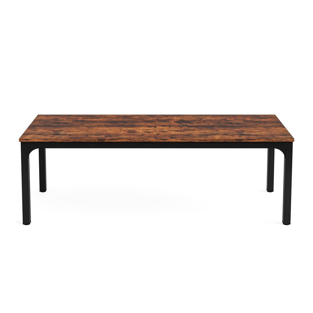 46" Brown and Black Wood and Iron Dining Table