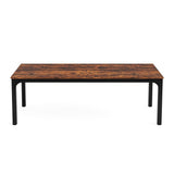46" Brown and Black Wood and Iron Dining Table