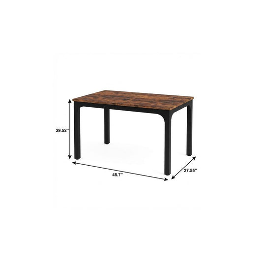 46" Brown and Black Wood and Iron Dining Table