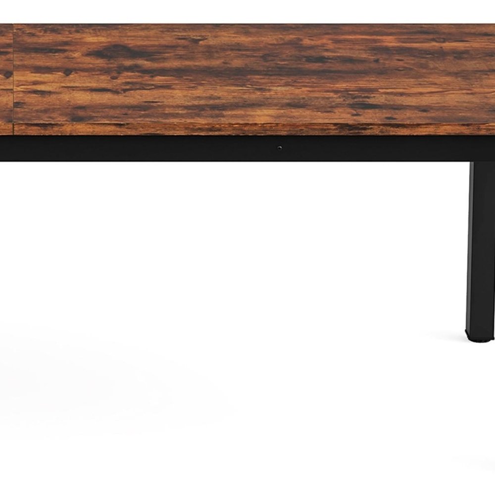 46" Brown and Black Wood and Iron Dining Table