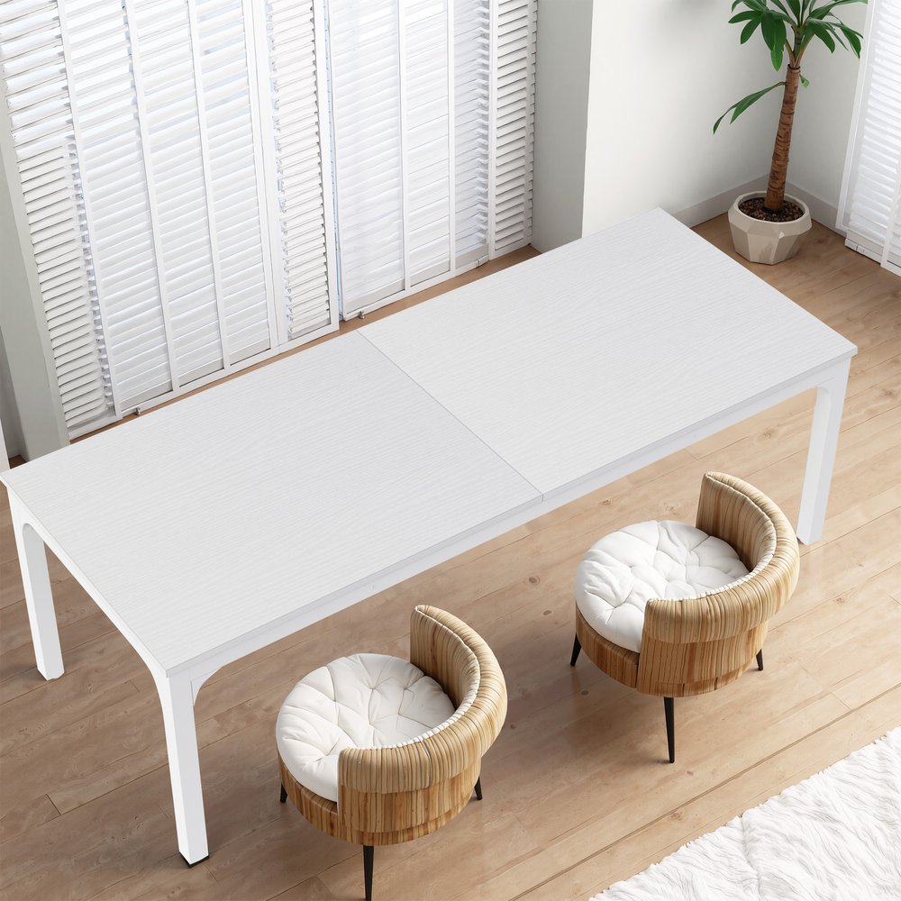 46" White Solid Wood Dining Table