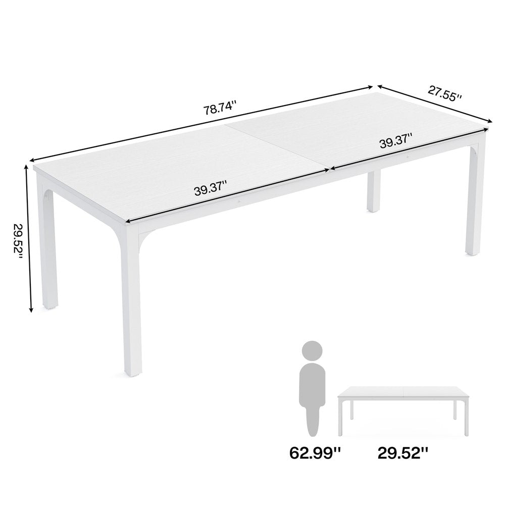 46" White Solid Wood Dining Table