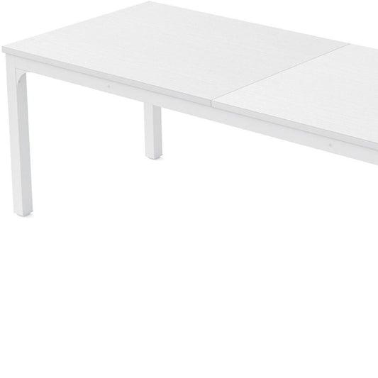 79" White Wood and Iron Dining Table