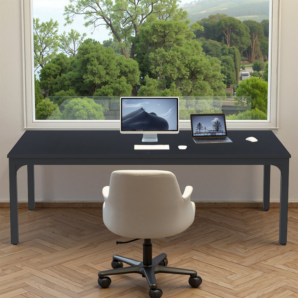 46" Black Solid Wood Dining Table