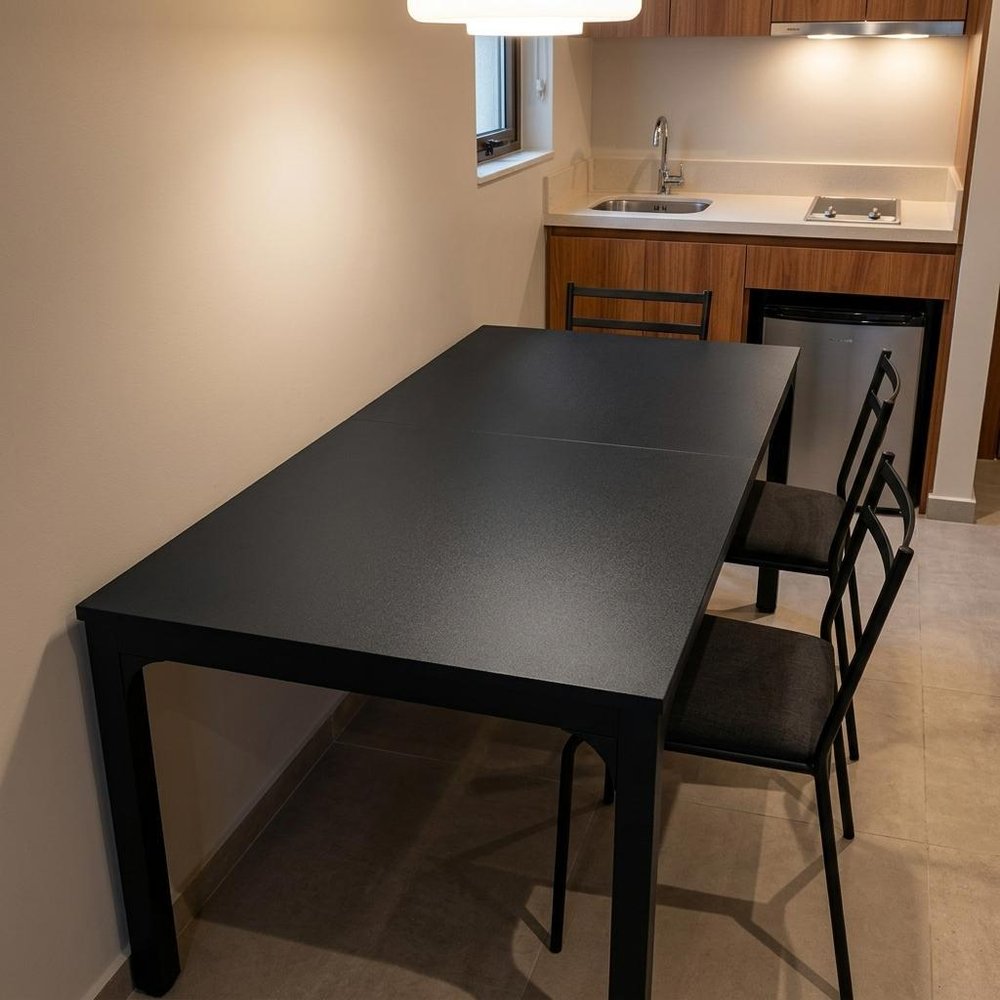 46" Black Wood and Iron Dining Table