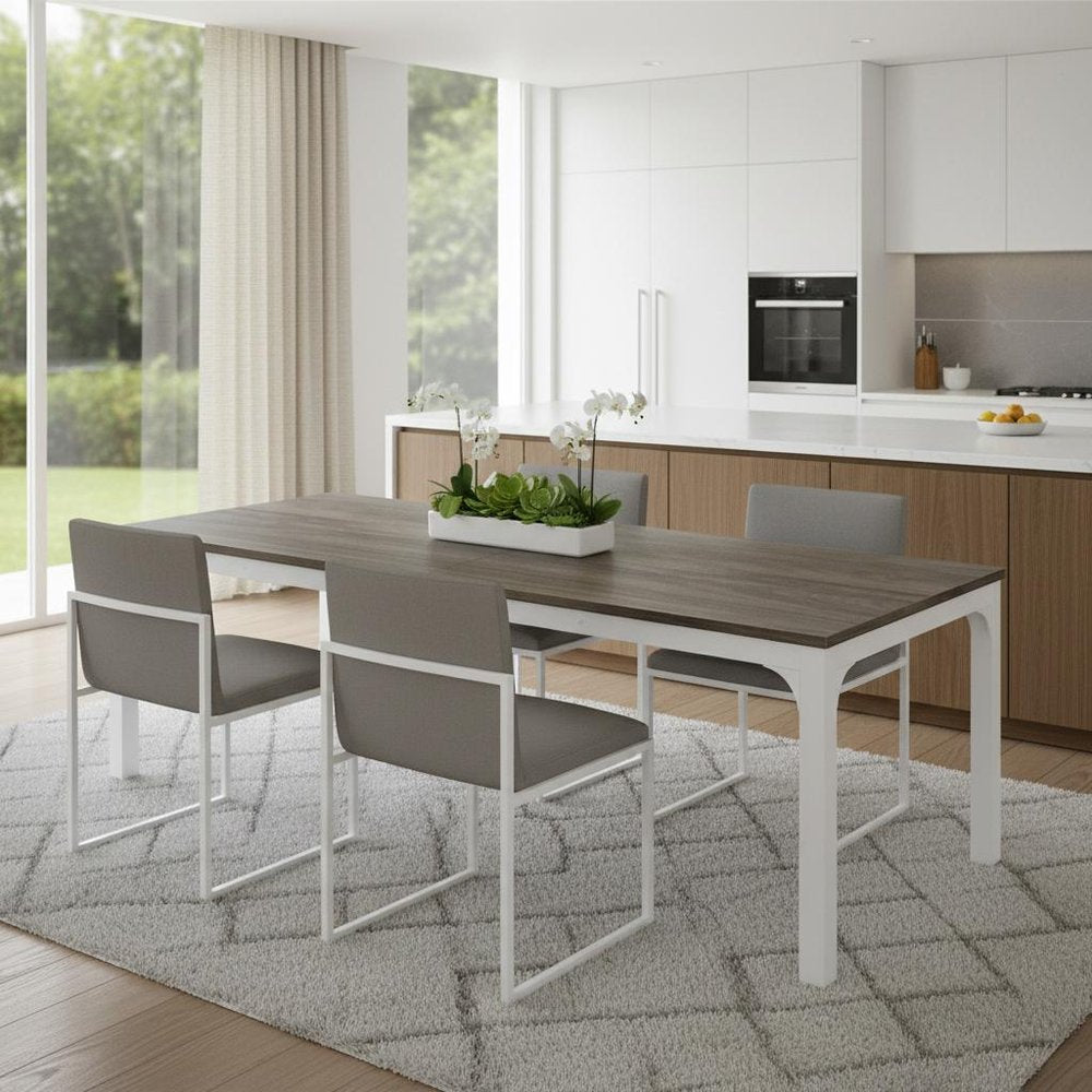 46" Gray and White Wood and Iron Dining Table