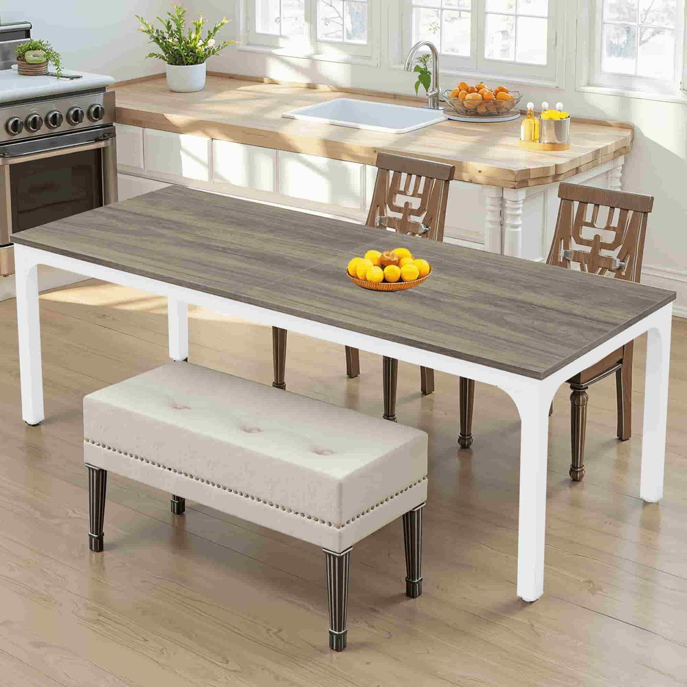 46" Gray Solid Wood Dining Table