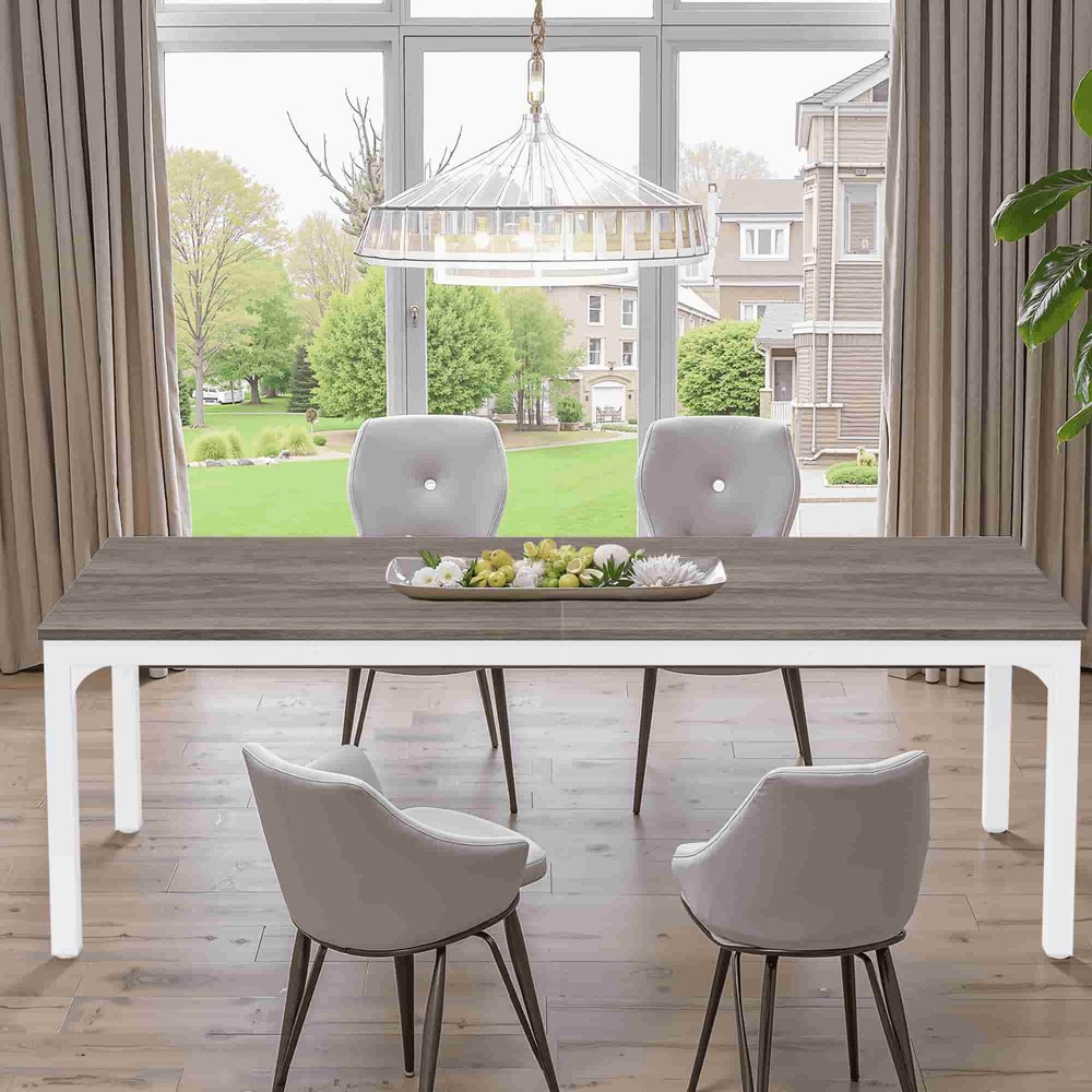 46" Gray Solid Wood Dining Table