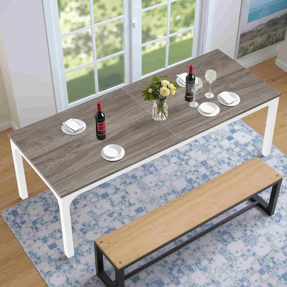 46" Gray Solid Wood Dining Table