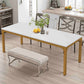 46" White Solid Wood Dining Table