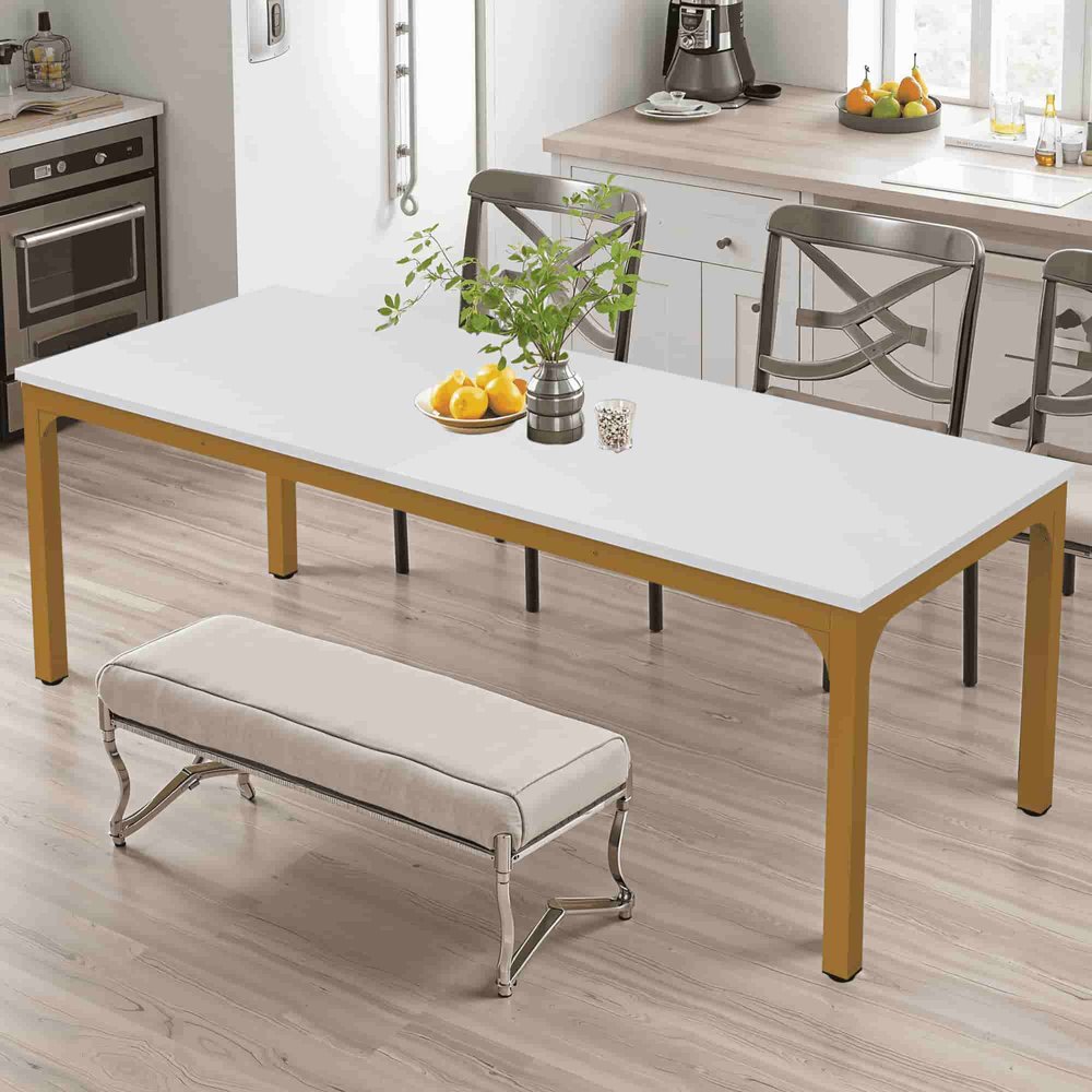 46" White Solid Wood Dining Table