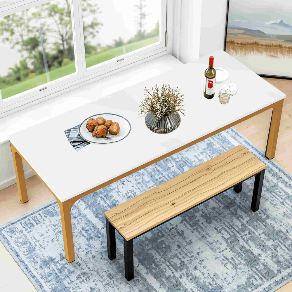 46" White Solid Wood Dining Table
