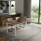 46" Brown and White Wood and Iron Dining Table