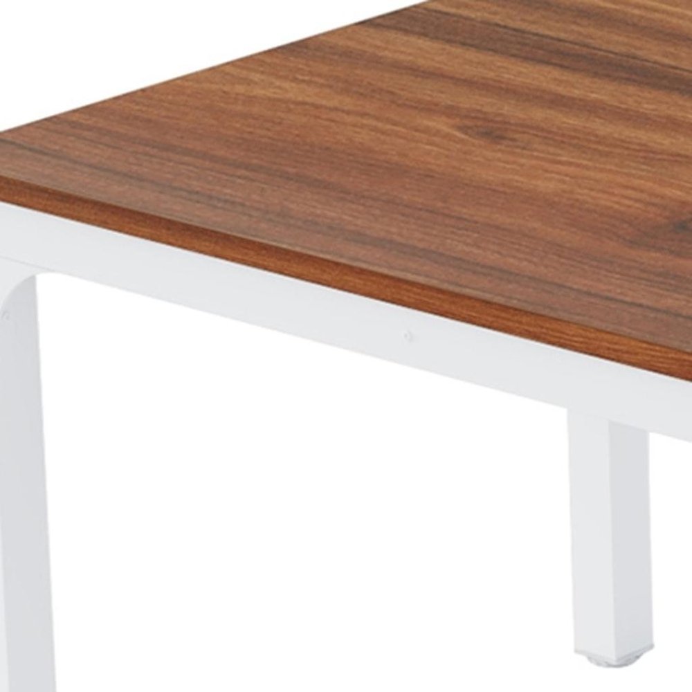 46" Brown and White Wood and Iron Dining Table