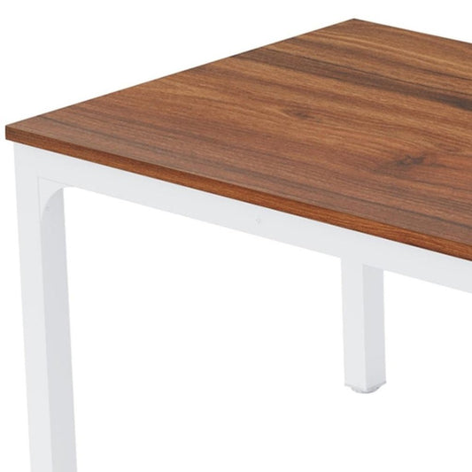 46" Brown and White Wood and Iron Dining Table