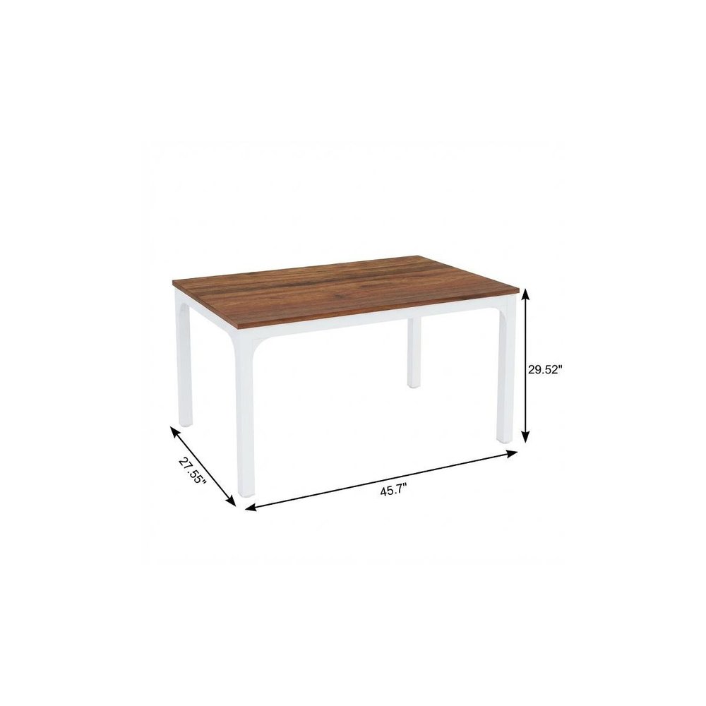 46" Brown and White Wood and Iron Dining Table