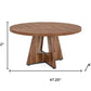 47" Brown Solid Wood Pedestal Base Round Top Dining Table