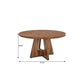 47" Brown Solid Wood Pedestal Base Round Top Dining Table
