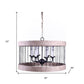 Black And Natural Wood and Metal Cylinder Six Light Dimmable Chandelier